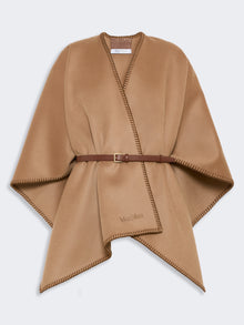 Double Wool Broadcloth Cloak for Women - Camel - Max Mara KSA