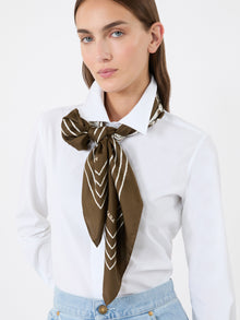 Printed Silk Twill Oversized Scarf for Women - Dark Brown - Max Mara KSA