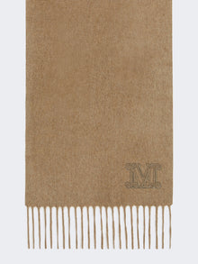 Cashmere Stole With Monogram Embroidery for Women - Beige - Max Mara KSA