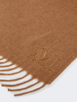 Monogram-embroidered camel stole