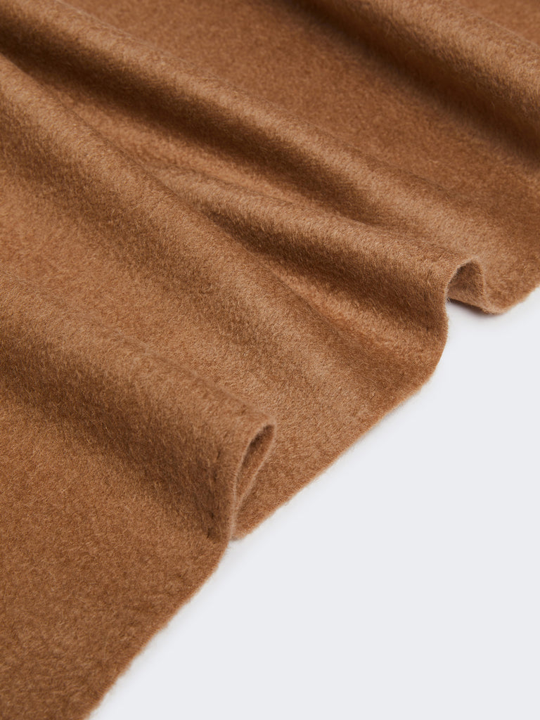 Monogram-embroidered camel stole