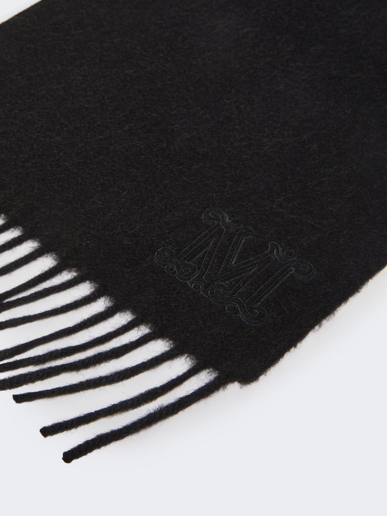 Monogram-embroidered camel stole