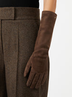 Long Suede Nappa Gloves for Women - Brown - Max Mara KSA