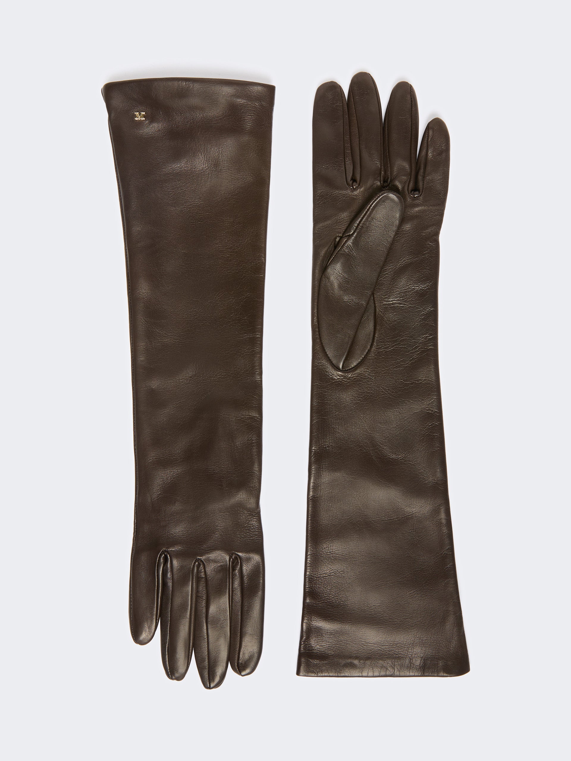 Long Nappa-Leather Gloves for Women - Dark Brown - Max Mara KSA