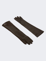 Long Nappa-Leather Gloves for Women - Dark Brown - Max Mara KSA