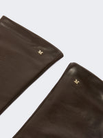 Long Nappa-Leather Gloves for Women - Dark Brown - Max Mara KSA