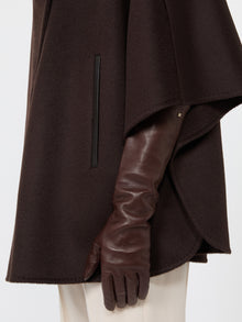 Long Nappa-Leather Gloves for Women - Dark Brown - Max Mara KSA