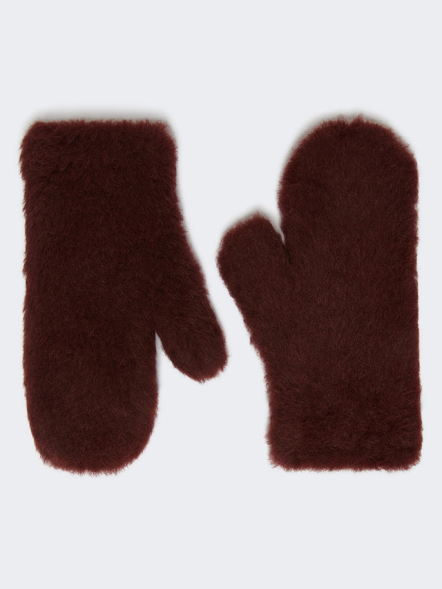 Mittens in alpaca and wool Teddy fabric