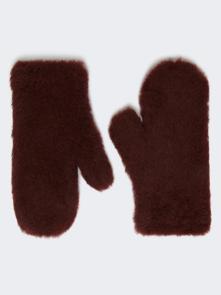 Mittens in alpaca and wool Teddy fabric