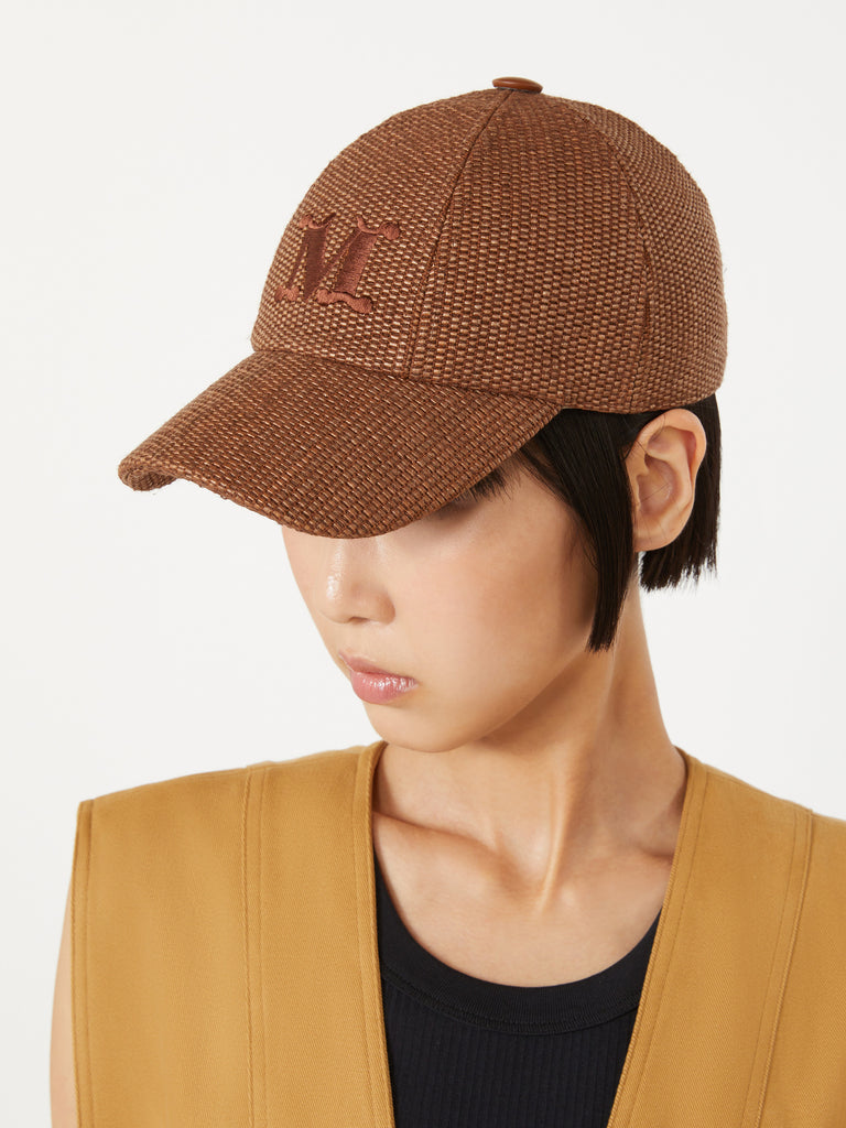 max mara raffia-effect basketweave baseball hat