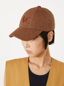 Raffia-effect basketweave baseball hat
