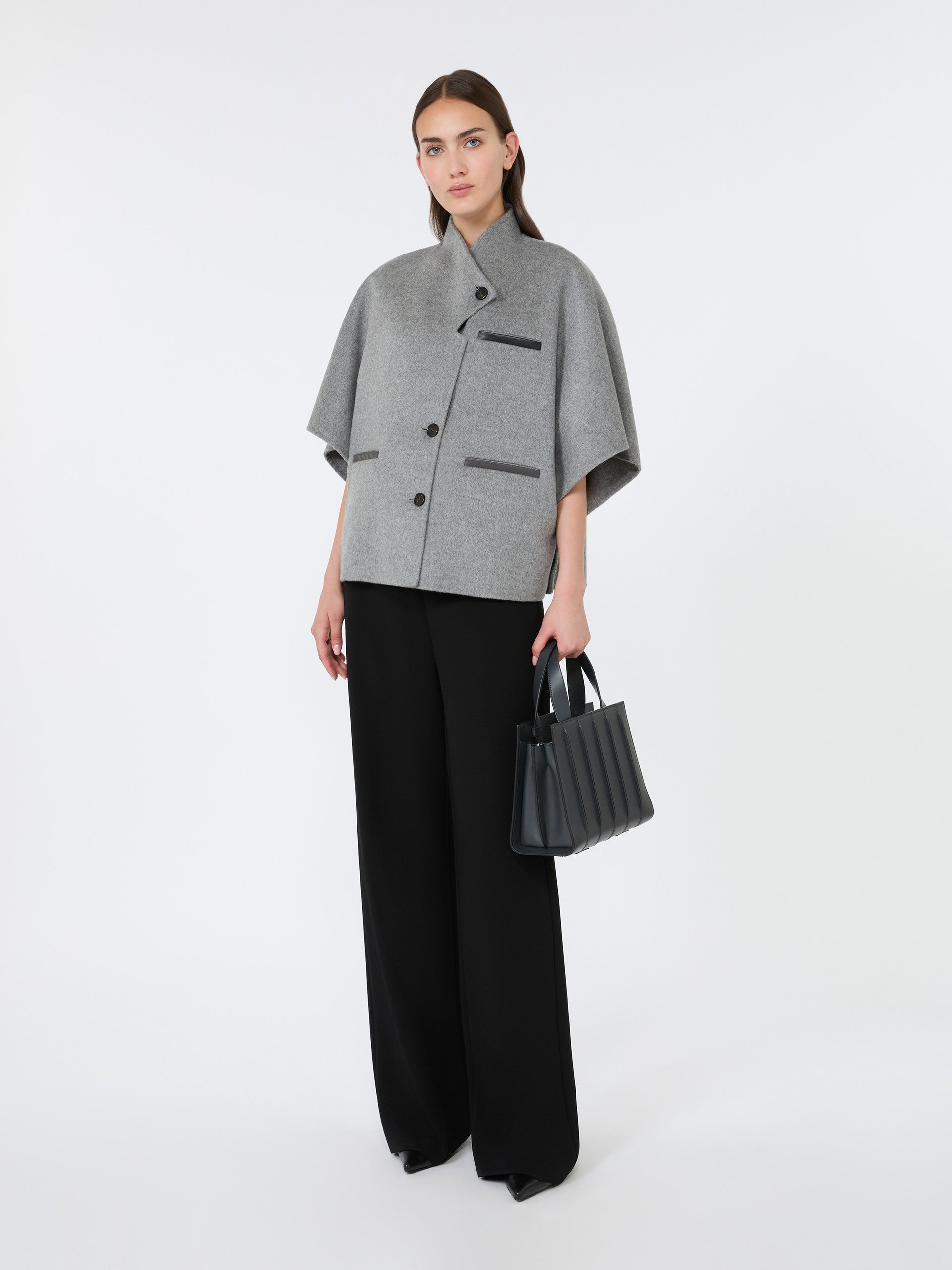 Lightweight Cashmere Cape for Women - Medium Grey - Max Mara KSA