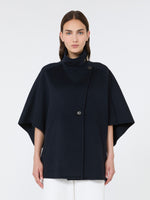 Oversized Cape In Cashmere Drap for Women - Midnightblue - Max Mara KSA