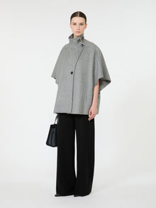 Oversized Cape In Cashmere Drap for Women - Medium Grey - Max Mara KSA