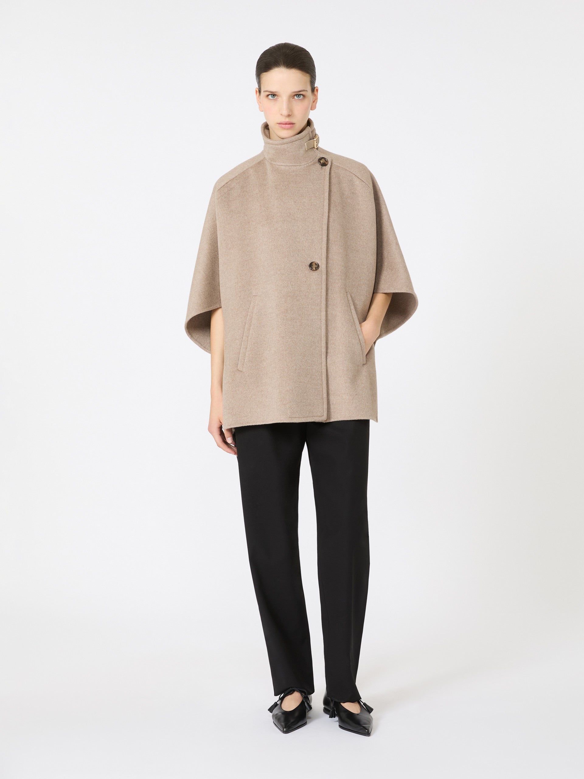 Lightweight cashmere broadcloth cape