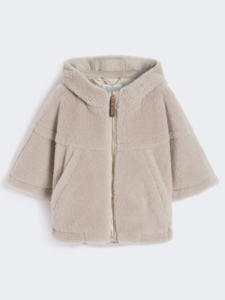 Alpaca and wool Teddy fabric boxy cape