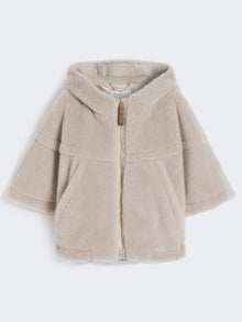 Alpaca and wool Teddy fabric boxy cape