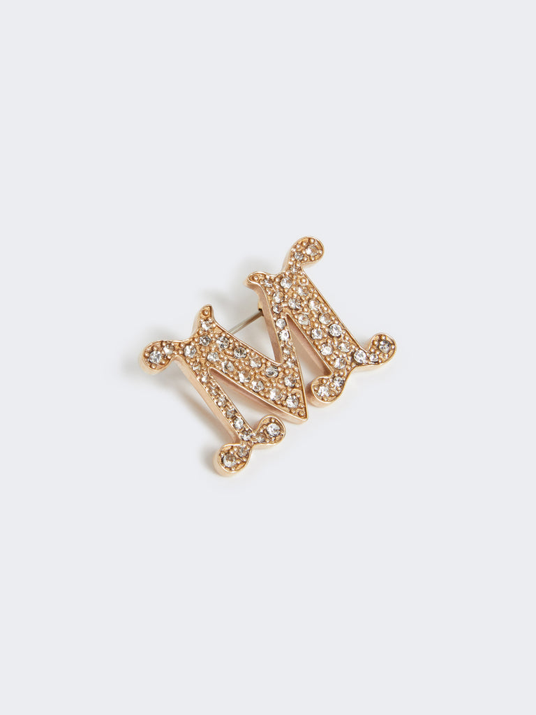 Crystal-adorned Monogram brooch