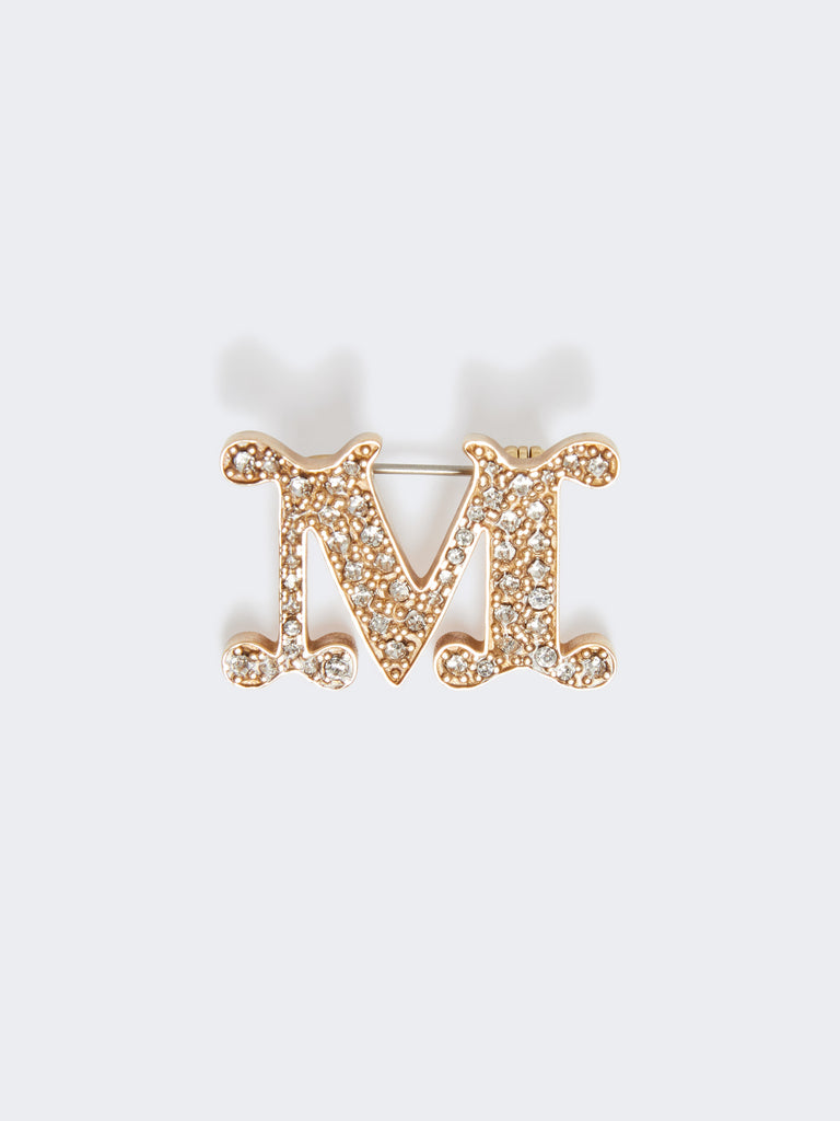 Crystal-adorned Monogram brooch
