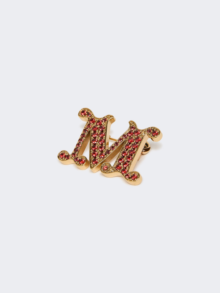 Crystal-adorned Monogram brooch