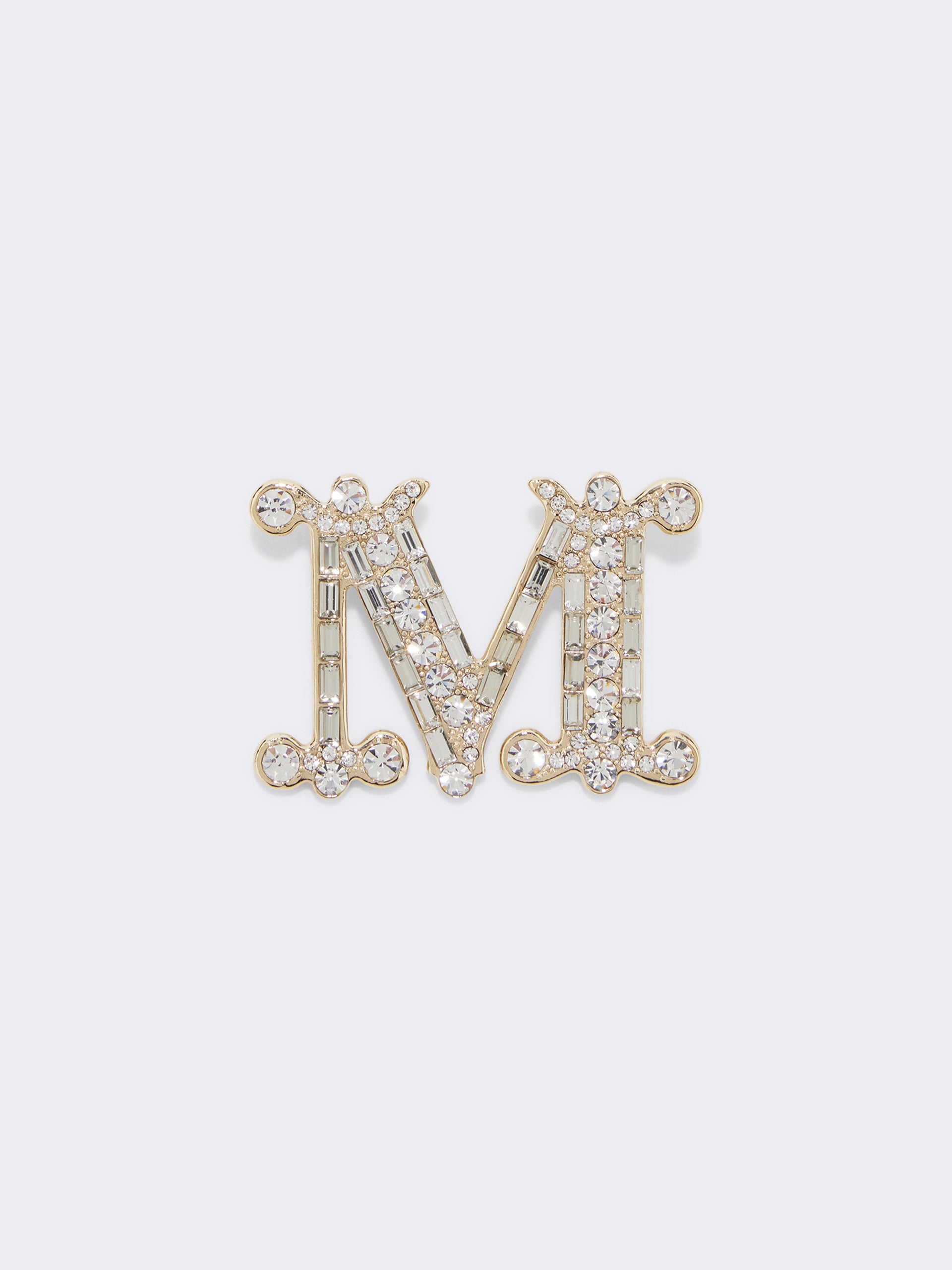 Crystal-Adorned Monogram Brooch for Women - Optical White - Max Mara KSA