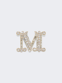 Crystal-Adorned Monogram Brooch for Women - Optical White - Max Mara KSA