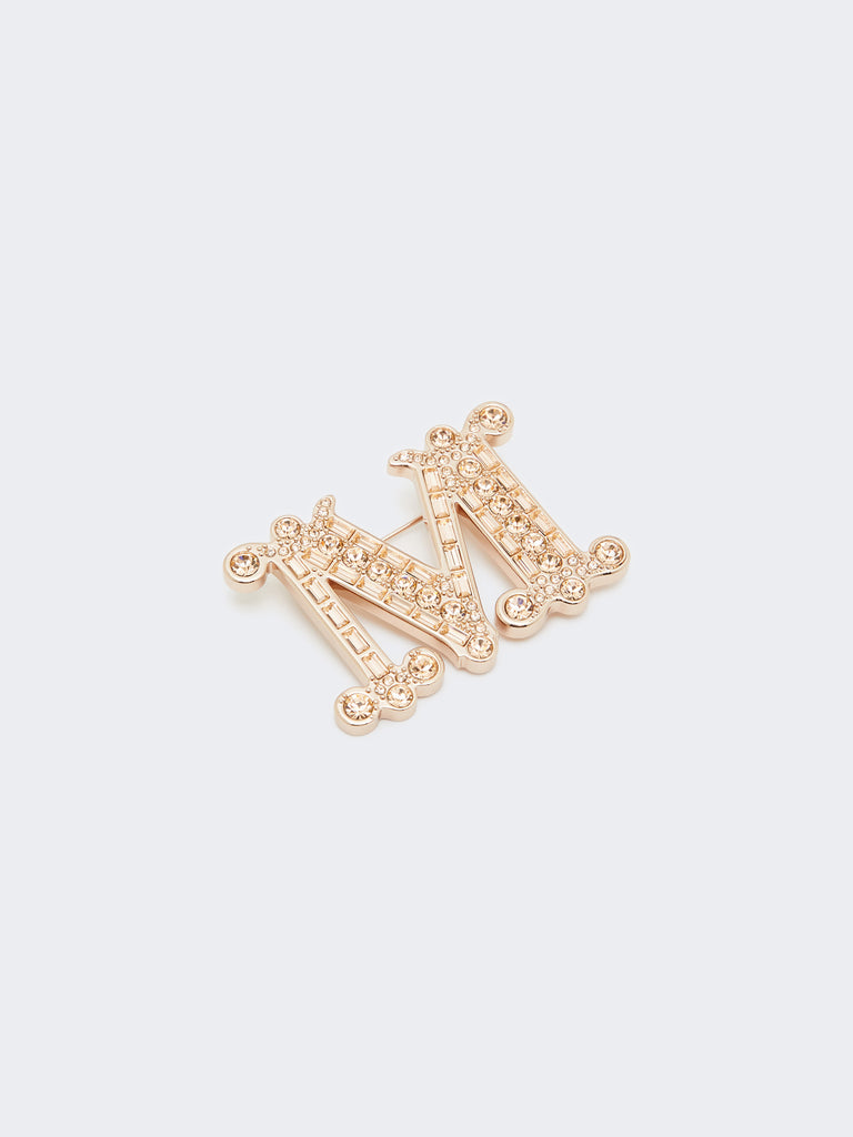 max mara crystal-adorned monogram brooch