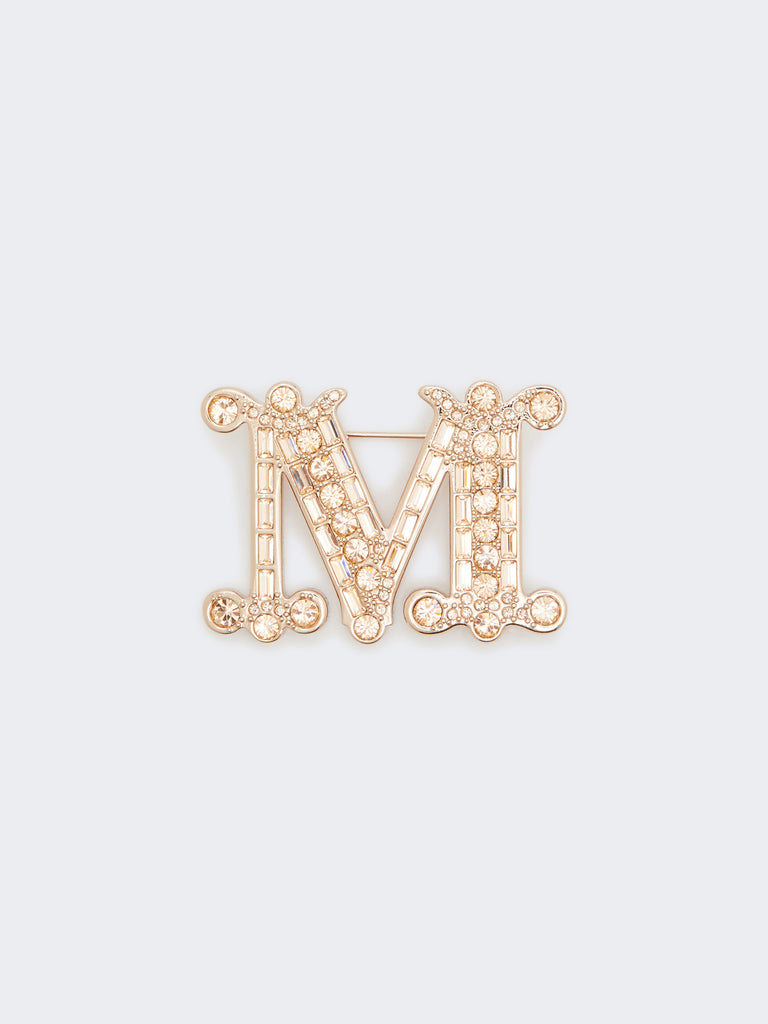 max mara crystal-adorned monogram brooch
