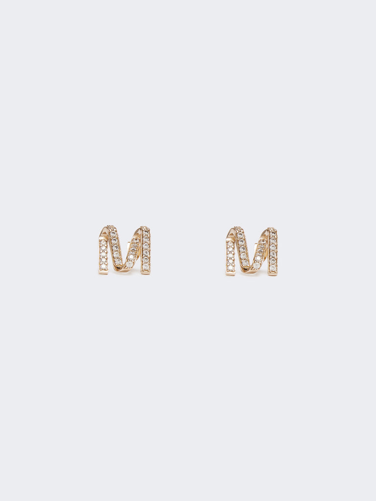 Monogram earrings with rhinestones