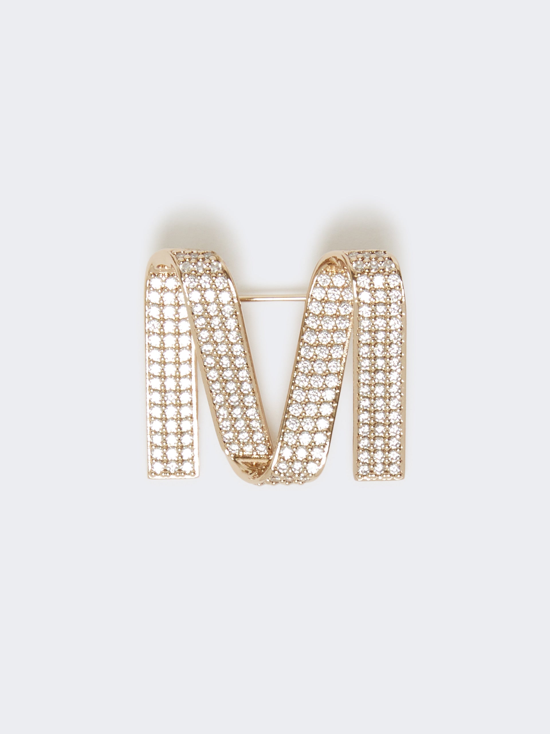 Rhinestone M-shaped brooch