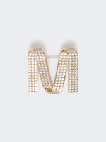 Rhinestone M-shaped brooch