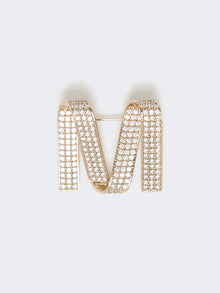 Rhinestone M-shaped brooch