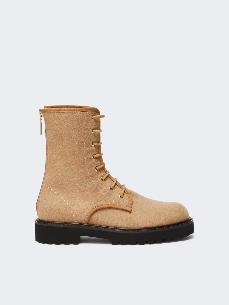Water-repellent camel combat boots