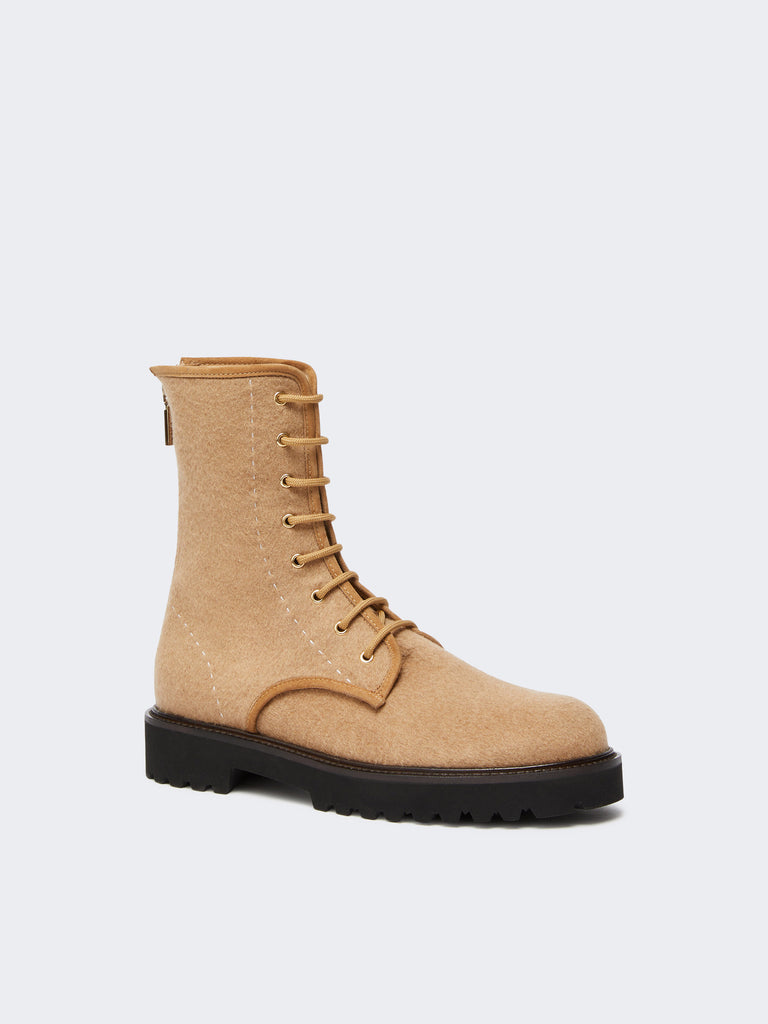 Water-repellent camel combat boots
