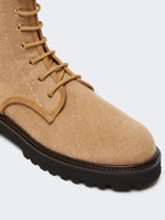 Water-repellent camel combat boots