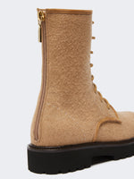 Water-repellent camel combat boots