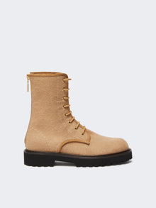 Water-repellent camel combat boots