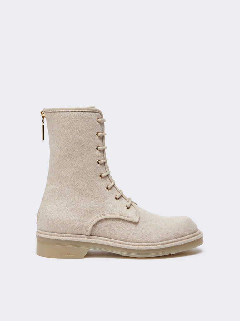 Combat boots in pure cashmere