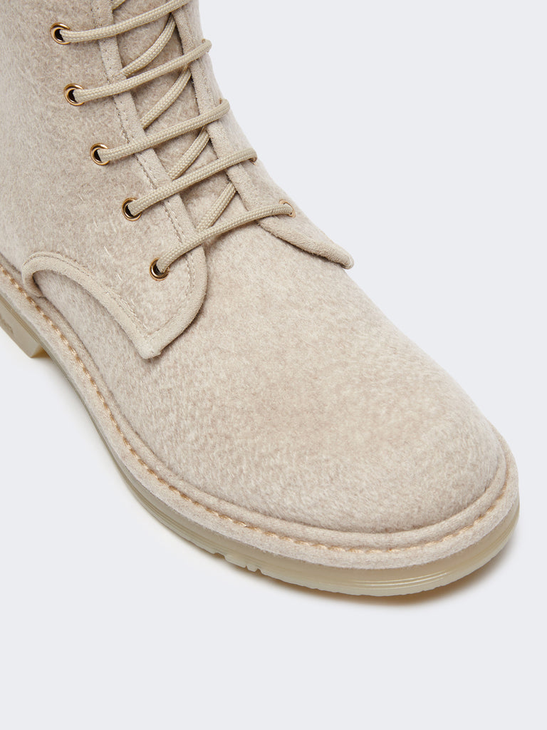 Combat boots in pure cashmere