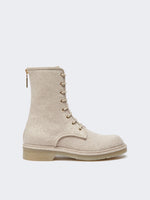 Combat boots in pure cashmere