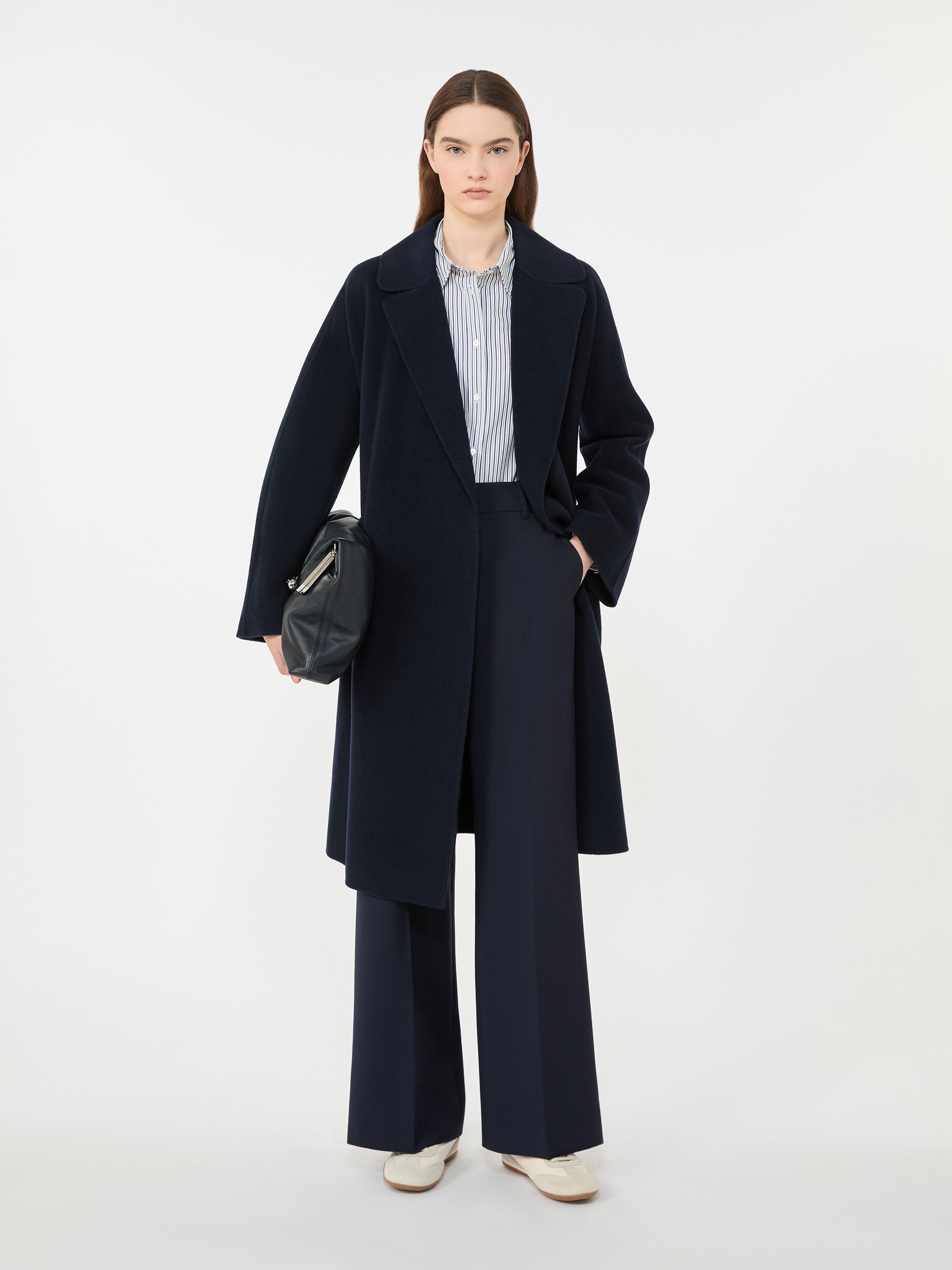 Double-Faced Wool-Blend Robe Coat for Women - Navy - Max Mara KSA