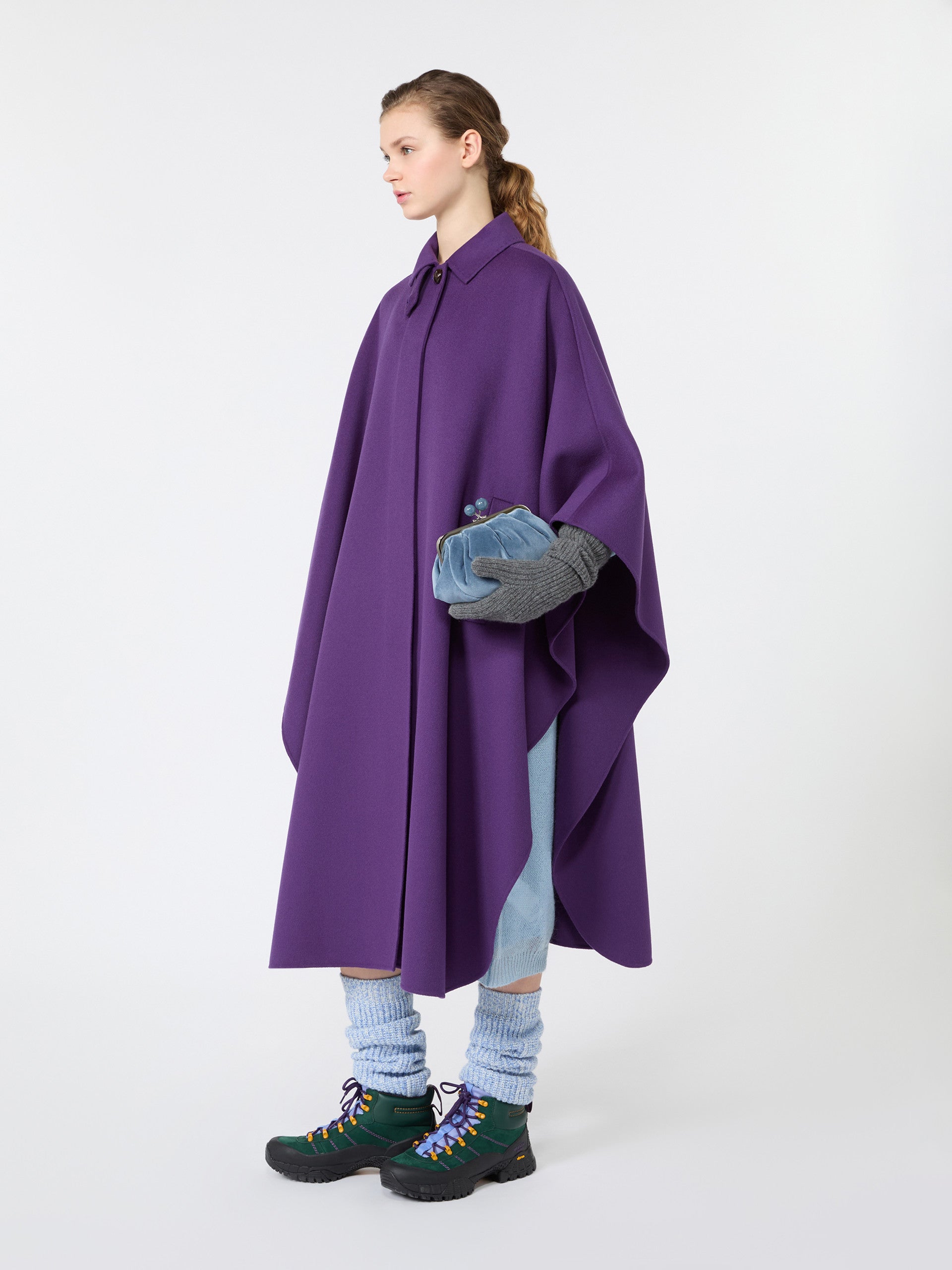 Wool-Blend Double Fabric Maxi Cape for Women - Purple - Max Mara KSA