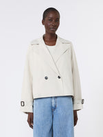 Short Water-Repellent Canvas Trench Coat for Women - Ivory - Max Mara KSA