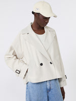 Short Water-Repellent Canvas Trench Coat for Women - Ivory - Max Mara KSA