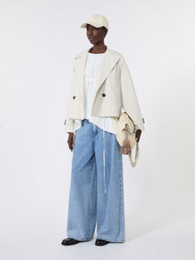 Short Water-Repellent Canvas Trench Coat for Women - Ivory - Max Mara KSA