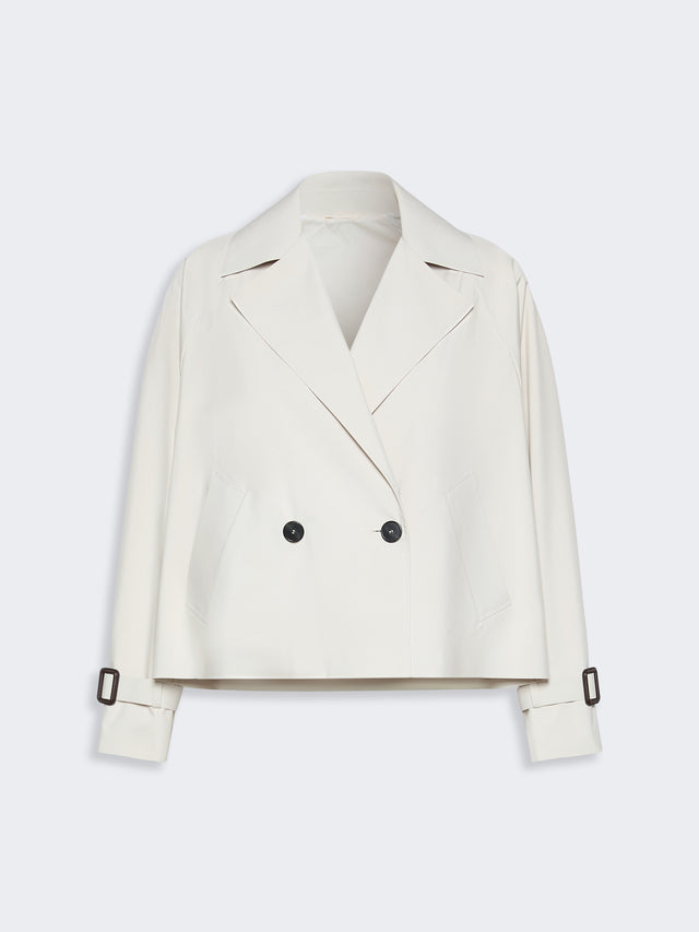 Short Water-Repellent Canvas Trench Coat for Women - Ivory - Max Mara KSA