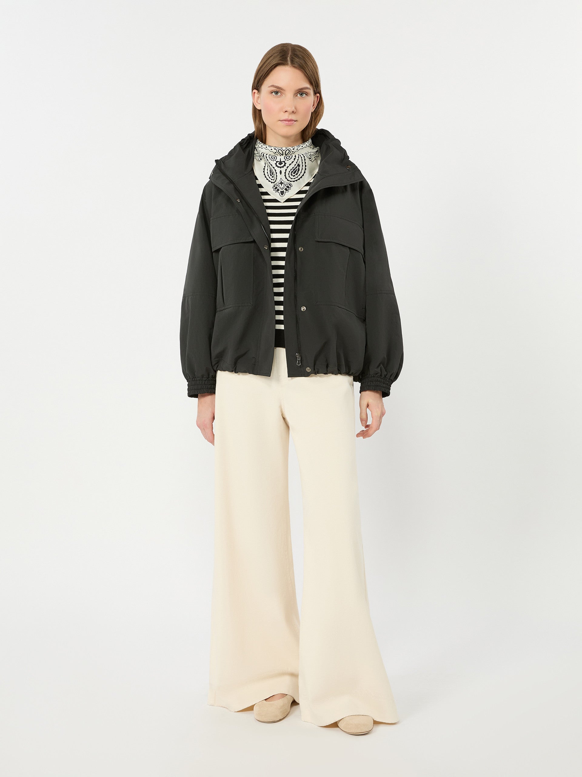 Washed Water-Repellent Canvas Jacket for Women - Black - Max Mara KSA