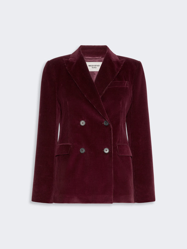 Cotton Corduroy Velvet Blazer for Women - Bordeaux - Max Mara KSA
