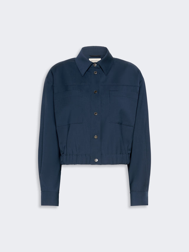 Short Woollen Cloth Jacket for Women - Navy - Max Mara KSA