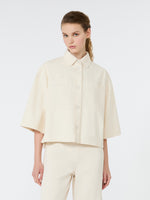 Washed Cotton Cropped Jacket for Women - Ecru - Max Mara KSA